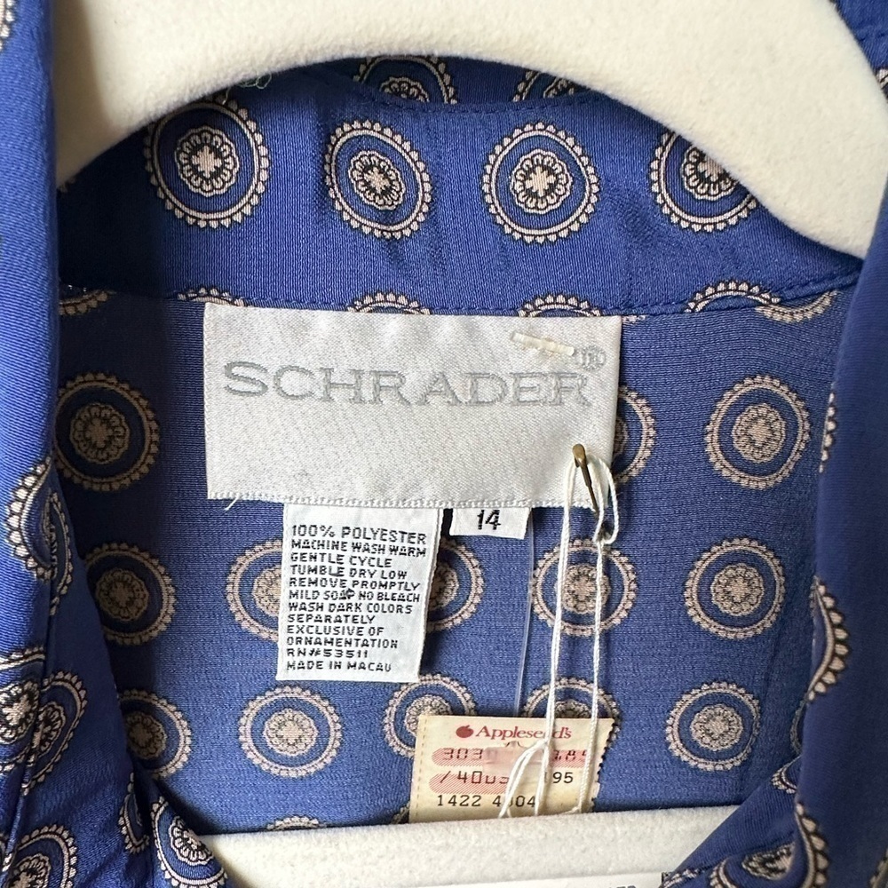 Schrader Vintage Block Shoulder A-Line Pleated Maxi Dress Size 14 Deadstock - Picture 5 of 10